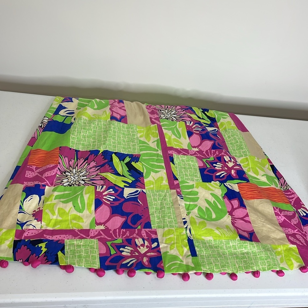 🌼 SIZE 14 Lilly Pulitzer Brighton Patchwork Pom Pom Trim Halter Sundress - Picture 11 of 16